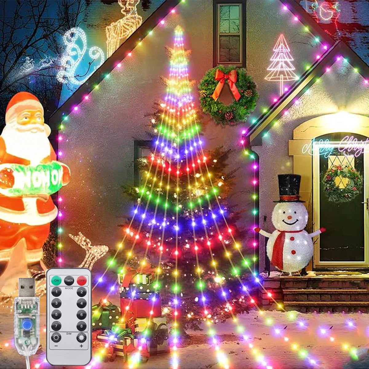 Waterfall Tree Fairy Light USB 8 Modes Curtain Light-1