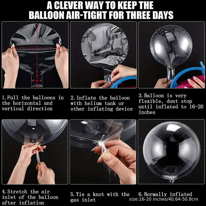 10pcs LED Balloons: Luminous Bobo Light-Up Flashing Helium Balloons(Warm Light)-2