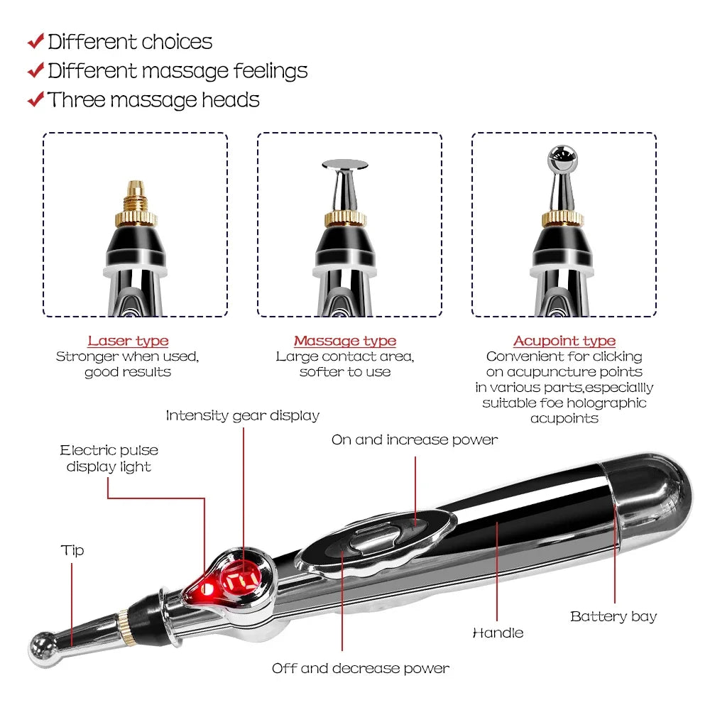 Electrical Pulse Meridian Energy Pen Acupuncture & EMS Silver-2