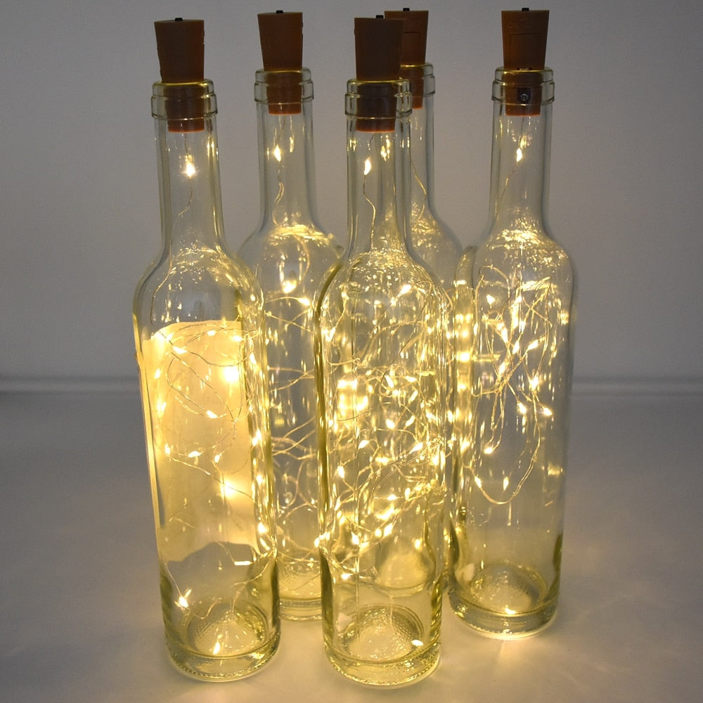 NBNEOBA 20 LED Wine Bottle Lights with Cork, 2M Cork Lights Fairy Mini String Lights for Liquor Bottles Crafts Party Wedding Decoration-3