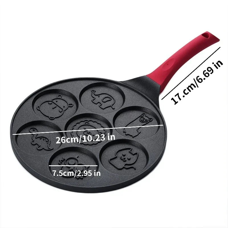 Seven-Hole Animal Face Pancake Frying Pan Non-Stick Black-3