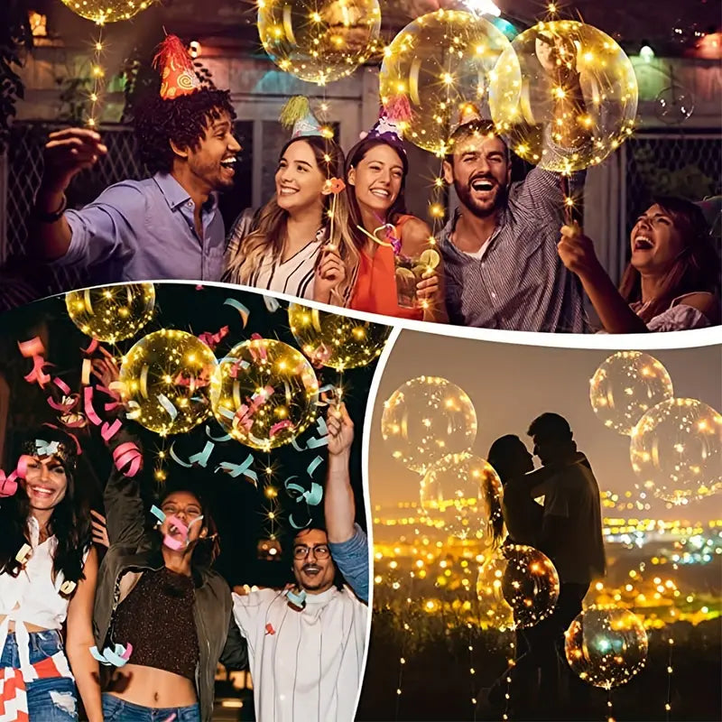 10pcs LED Balloons: Luminous Bobo Light-Up Flashing Helium Balloons(Warm Light)-3