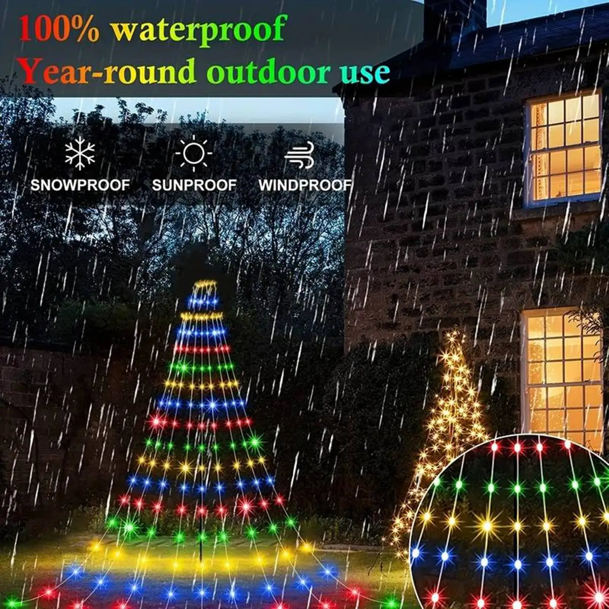 Waterfall Tree Fairy Light USB 8 Modes Curtain Light-3