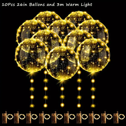 10pcs LED Balloons: Luminous Bobo Light-Up Flashing Helium Balloons(Warm Light)-4