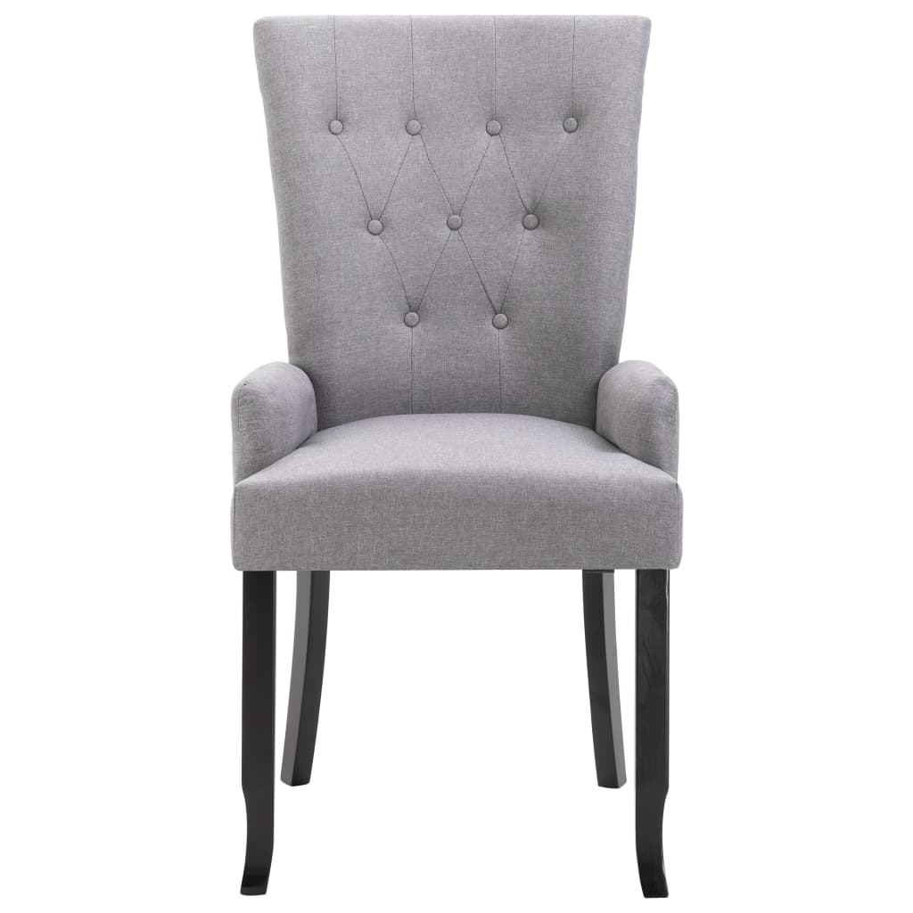 NNEVL Dining Chairs with Armrests 2 pcs Light Grey Fabric-2