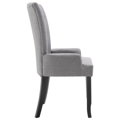 NNEVL Dining Chairs with Armrests 2 pcs Light Grey Fabric-3