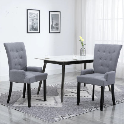 NNEVL Dining Chairs with Armrests 2 pcs Light Grey Fabric-0
