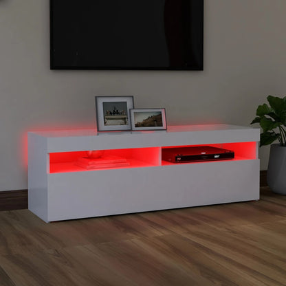 NNEVL TV Cabinet with LED Lights White 120x35x40 cm-3
