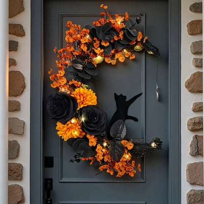 Gothic Halloween Moon Wreath Door Hanging-4