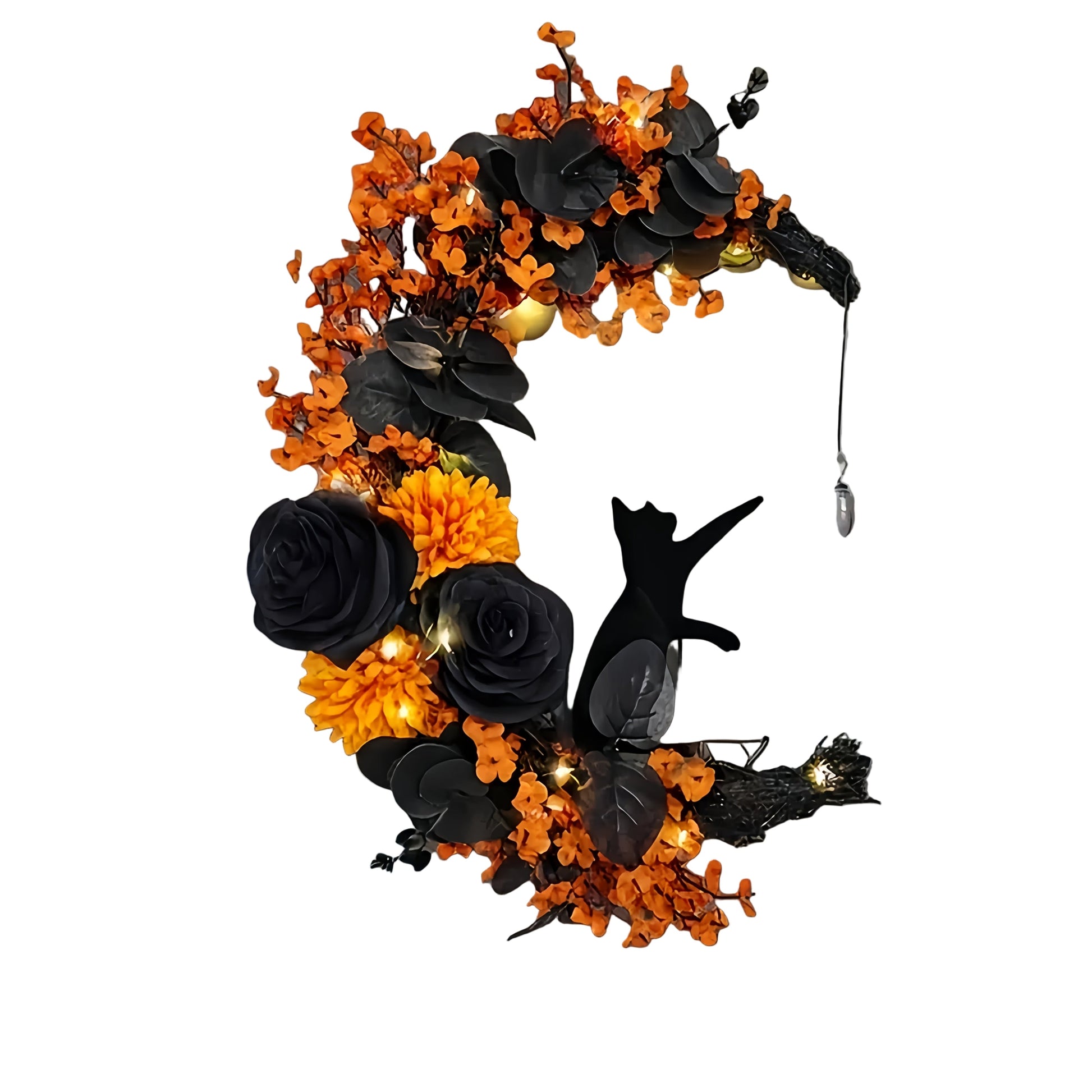 Gothic Halloween Moon Wreath Door Hanging-0