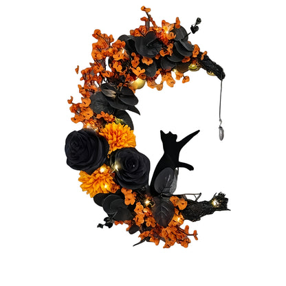 Gothic Halloween Moon Wreath Door Hanging-0