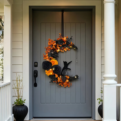 Gothic Halloween Moon Wreath Door Hanging-3
